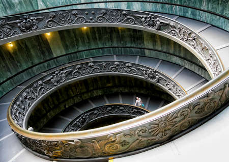 Rome, Italy - June 20, 2011: Tourist amused on spiral staircase in the Vatican Museumのeditorial素材