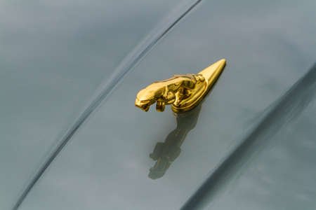 Bilgoraj / Poland - June 17 2018: Logo symbol of an oldtimer Jaguar limusine.のeditorial素材