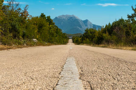 View from road on the beginning of Biokovo National Park mountains in southern Dalmatia, Croatia.の写真素材