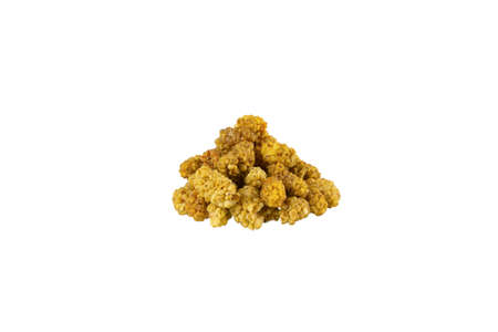 dried white mulberry fruit - latin Morus alba - heap isolated on white background. Spices and food...