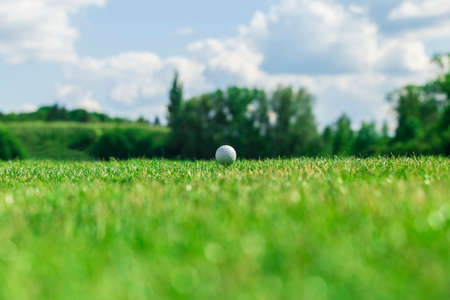 Playing golf. Golf course. Golf ball.の写真素材