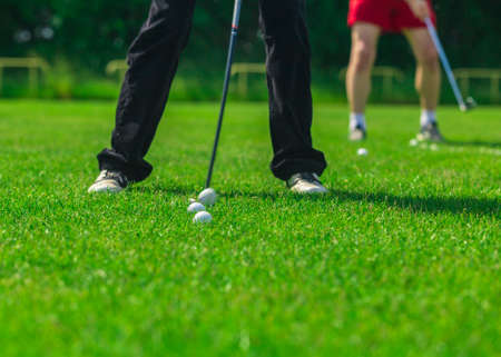 Playing golf. Golf course.の写真素材