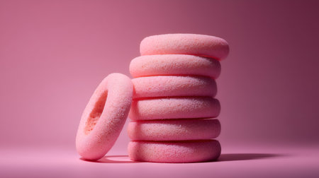 Foam texture and stacked symmetry evoke clarity, ritual, and editorial depth in conceptual storytelling. Monochrome palette and playful lean highlight whimsy, form, and pastel rhythm.の素材