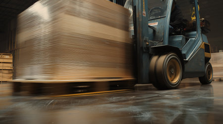 Plastic tension and wheel blur evoke clarity, ritual, and editorial depth in logistics storytelling. Pallet weight and warehouse texture highlight motion, wear, and operational rhythm.の素材