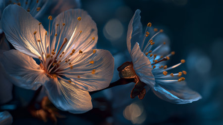 Veined petals and golden stamens evoke clarity, ritual, and editorial depth in botanical storytelling. Bokeh glow and soft texture highlight contrast, bloom, and seasonal rhythm.の素材