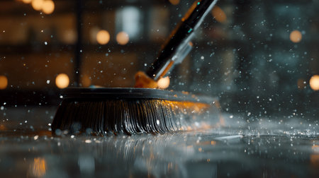 Splash arcs and bristle motion evoke clarity, ritual, and editorial depth in cleanliness storytelling. Light contrast and surface sheen highlight rhythm, action, and hygienic texture.の素材