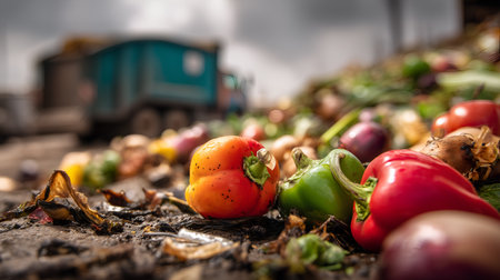 Color decay and landfill contrast evoke clarity, ritual, and editorial depth in environmental storytelling. Vegetable vibrancy highlights loss, urgency, and visual contradiction.の素材