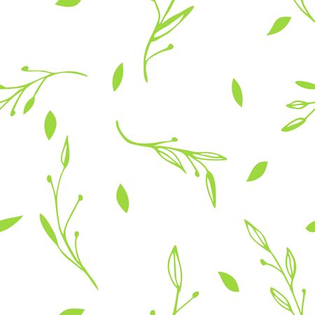 Seamless Pattern of sprig plants with shadow.のイラスト素材