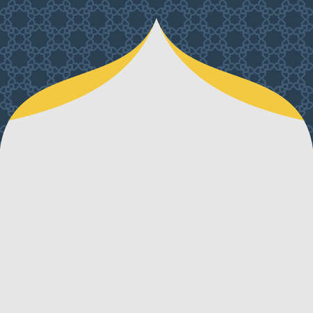 Simple Islamic Arabic Ornament Square Frame Template with elegant pattern background. Combination colors of gray, blue, and yellow. Design Template for invitation, cards, poster, flyer and more.のイラスト素材