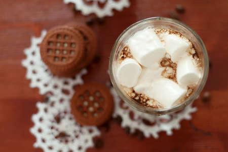 Coffee cocktails with cream and  marshmallows. Desserts.Shallow depth of field.の写真素材