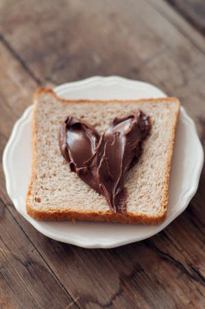 Sunday breakfast. Toast and peanut butter.の写真素材