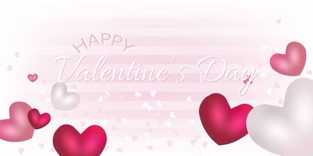 happy valentine's day with heart in white and pink pastel background . Vector illustration. Wallpaper, flyers, invitation, posters, brochure, banners.のイラスト素材