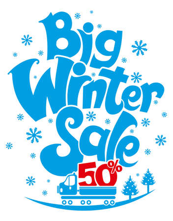 Big Winter sale. Discounts of 50 percent. Flat vector design.のイラスト素材