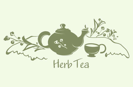 Herb tea. Silhouette vector illustration.のイラスト素材