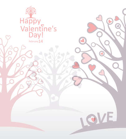 Forest. love trees. Beautiful card for Valentine's Day.のイラスト素材