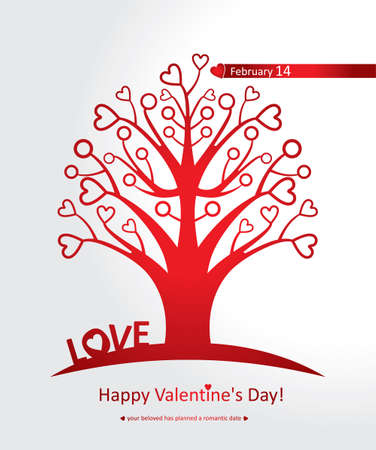 Red Love Tree. Happy Valentine's Day.のイラスト素材