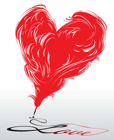 love. The original card with a heart of writing pen.のイラスト素材