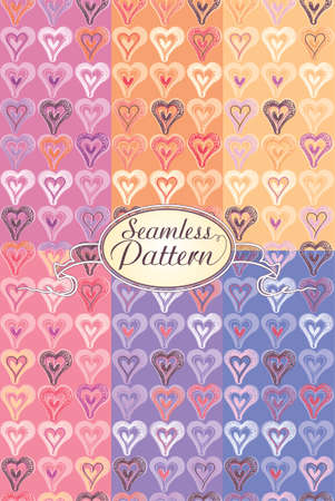 Romantic heart seamless pattern. Vector set.のイラスト素材