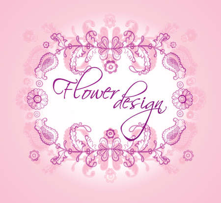 Pink card with a graceful garland.のイラスト素材