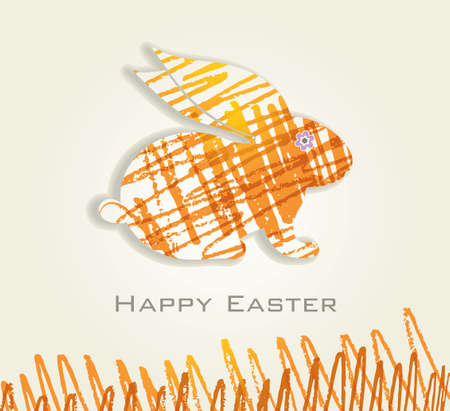 Easter card with Bunny Card with sketch bunny. Happy Easter!のイラスト素材