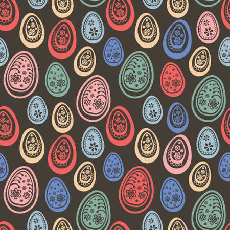 Colorful Easter eggs seamless pattern.のイラスト素材