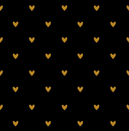 Seamless pattern with gold little hearts on black.のイラスト素材