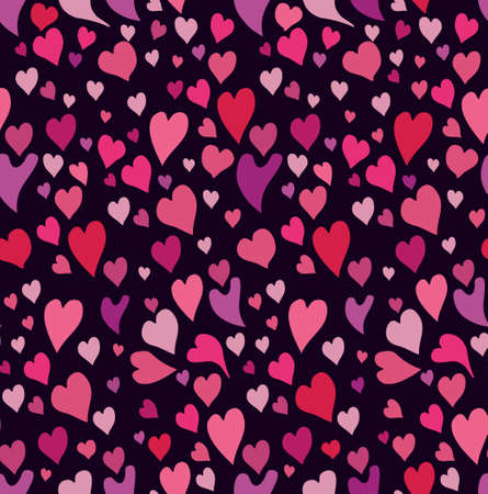 Seamless chaotic hearts on a dark background.