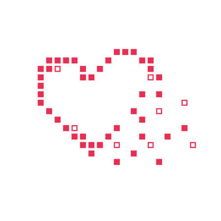 Pixel Heart Collapsing. Flat design vector symbol.のイラスト素材