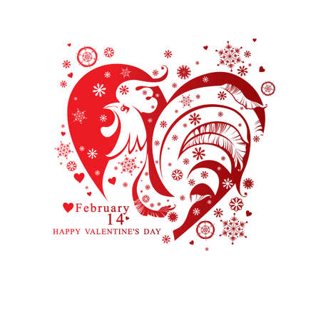 Rooster Heart. Template for the happy Valentine's Day.のイラスト素材