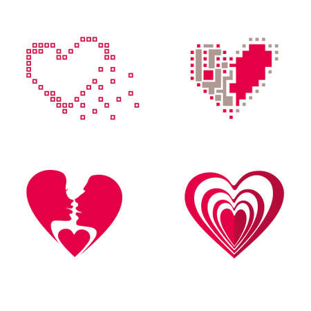 Set hearts. Four flat vector symbol.のイラスト素材