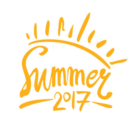 Summer 2017. Sun inscription symbol. lettering template.のイラスト素材