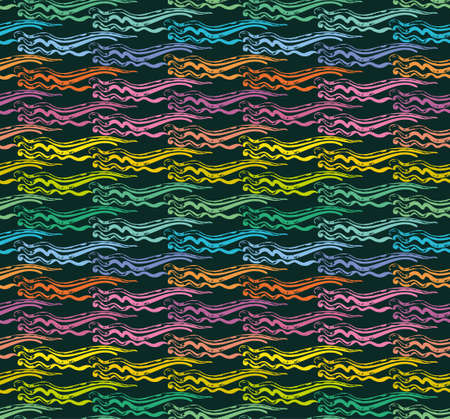 Hand drawn bright symmetrical waves in ethno style background.のイラスト素材