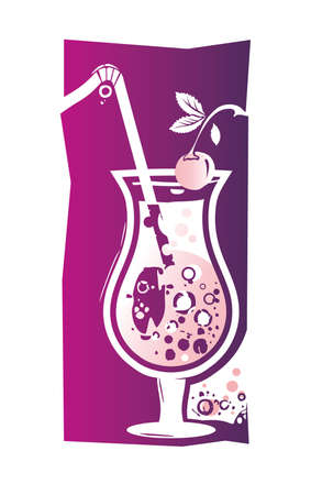 Cocktail with cherry vector illustration.のイラスト素材