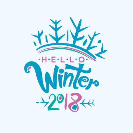 Hello Winter. 2018. Vector lettering template.のイラスト素材