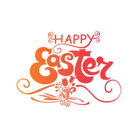 Happy Easter Typography Lettering Designのイラスト素材