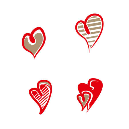 Hand drawn hearts. Design elements for Valentine's day or wedding. Love symbols isolated on white.のイラスト素材