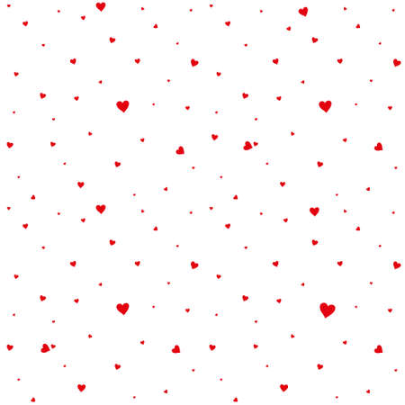Red hearts creating a chaotic pattern. Vector template for romantic design.のイラスト素材