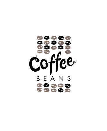 Coffee beans. Coffee vector logo. Flat vector template for coffee shop.のイラスト素材