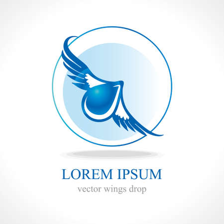 Vector abstract symbol wings drop. Sign water drop. Transportation of clean water. World Water Day.のイラスト素材