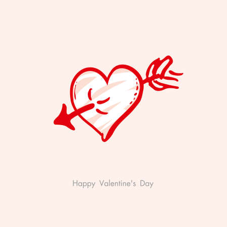 Heart arrow. Sketch illustration for Valentine's day. Vector graphics with a dry brush. Happy Valentine's Day Doodle Heart arrow.のイラスト素材