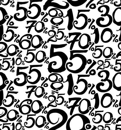 Black numbers and percent sign. Percent pattern. Template for advertising, sales, black friday.のイラスト素材
