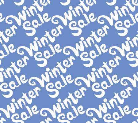 Seamless pattern Winter sale. White handwritten inscription Template for advertising, seasonal sale.のイラスト素材