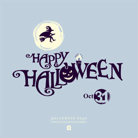 Halloween banner with HAPPY HALLOWEEN inscription with pumpkin head. Have a good shopping during the holiday sale!のイラスト素材
