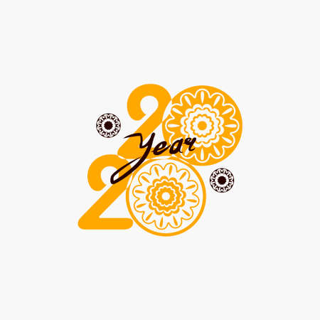 Year 2020. Decorative yellow symbol 2020.のイラスト素材