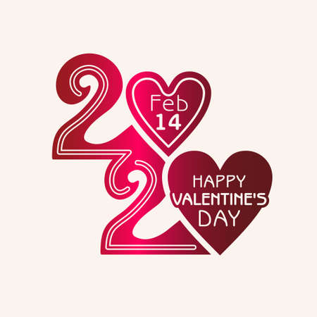 Happy Valentine's Day. 2020. Stylish vector monogram logo Valentines Day in the style of 20s zero in the shape of a heart.のイラスト素材