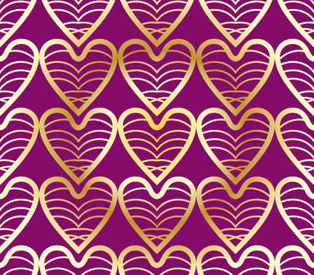 Openwork golden pattern from symmetric hearts on burgundy.のイラスト素材