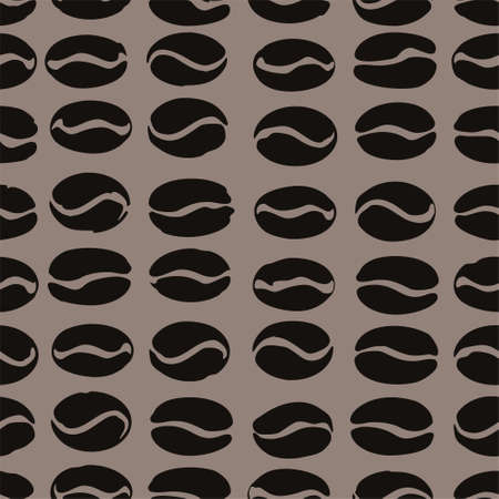 Coffee beans seamless pattern. Black coffee beans. Flat vector template for coffee shop.のイラスト素材