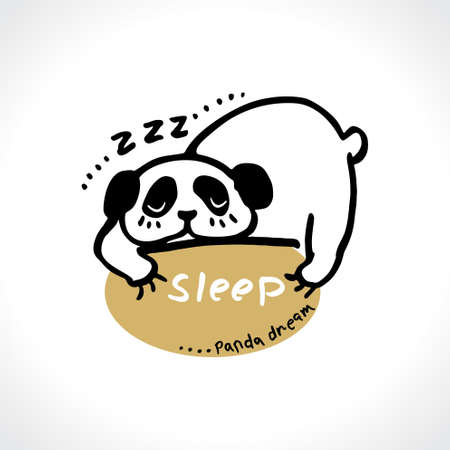 Panda sleep. Funny positive vector illustration panda dream. Sleep smile. Vector template for postcards, t-shirt print, etc. Cute cardのイラスト素材