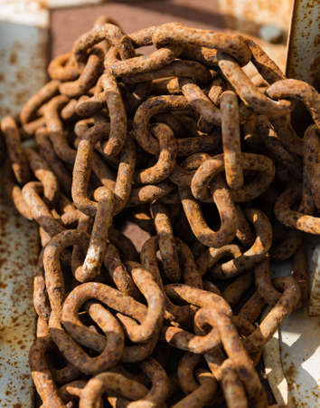 An old and rusted chain for maritime useの写真素材