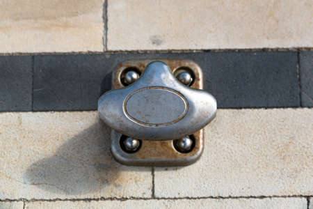 A steel bollard shot from aboveの写真素材